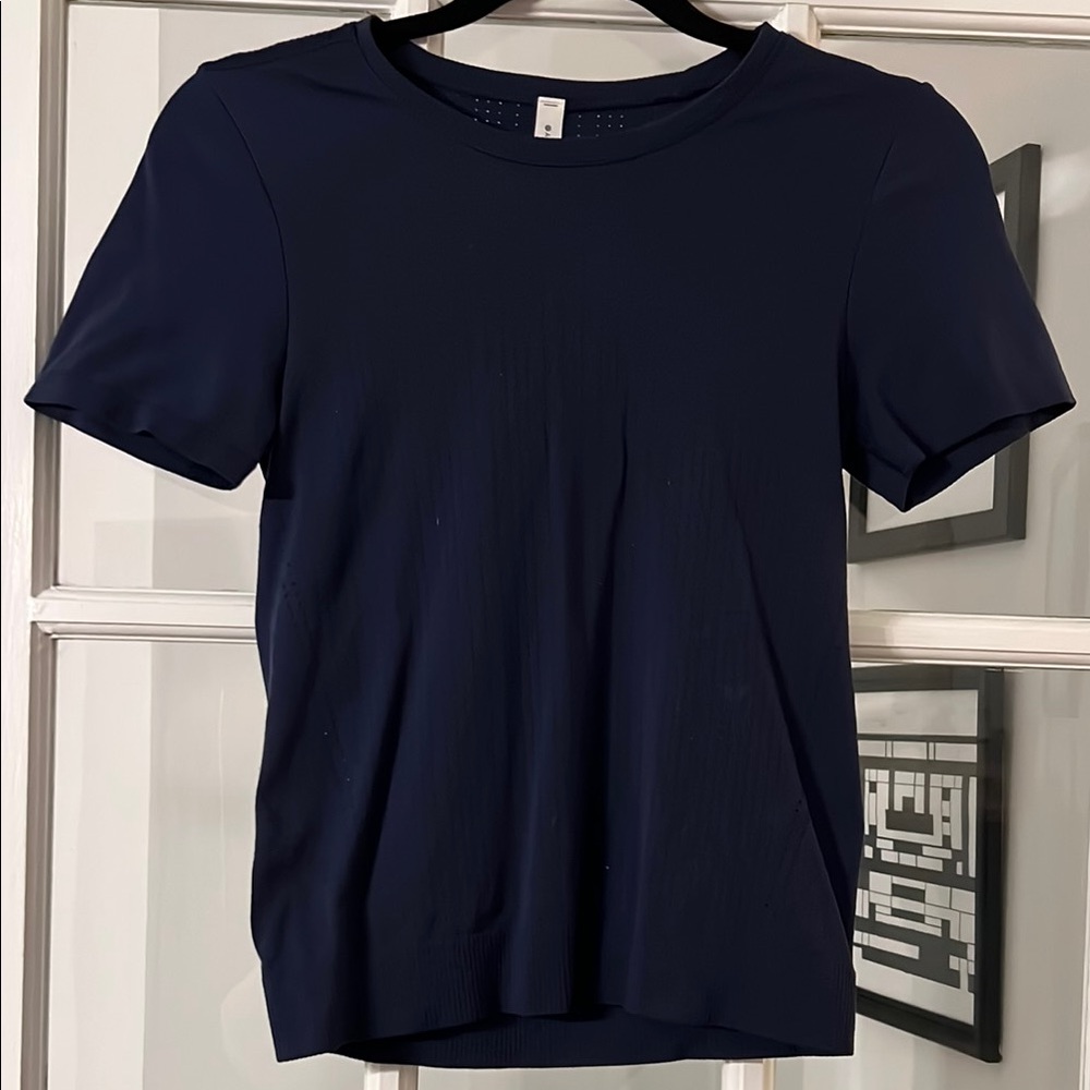 Athleta Navy Blue Shirt size XXS with breathable holes